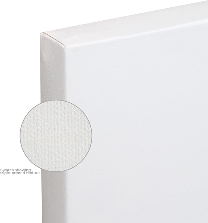 Creative Mark The Edge Deluxe Cotton 1-1/2" Deep Stretched Canvas for Painting, 12x16 Pack of 3, 14oz. Primed Weight, Universal Archival Priming, Medium Tooth, Hand-Stretched Canvas for Painters