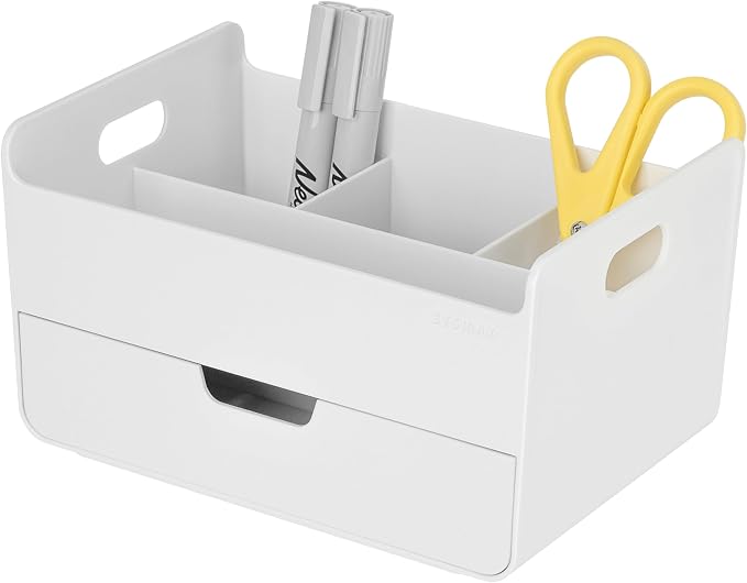 BLUE GINKGO Portable Desk Organizer – Compact 3 Compartment, Half-drawer by BLUEGINKGO