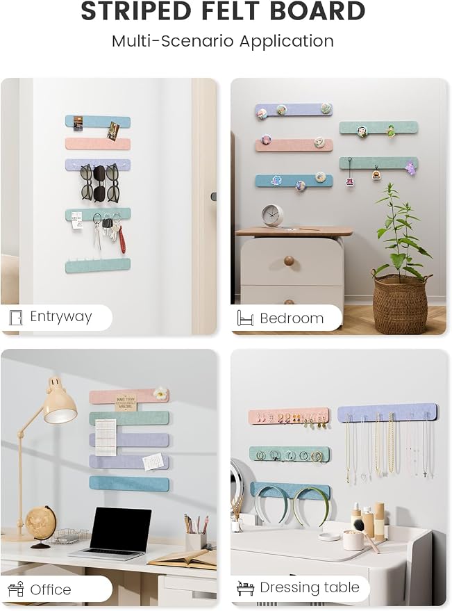 Fluxynara Cork Board Alternative Felt Strip Board 5-Pack 13"x2", Office Pin - Image 6