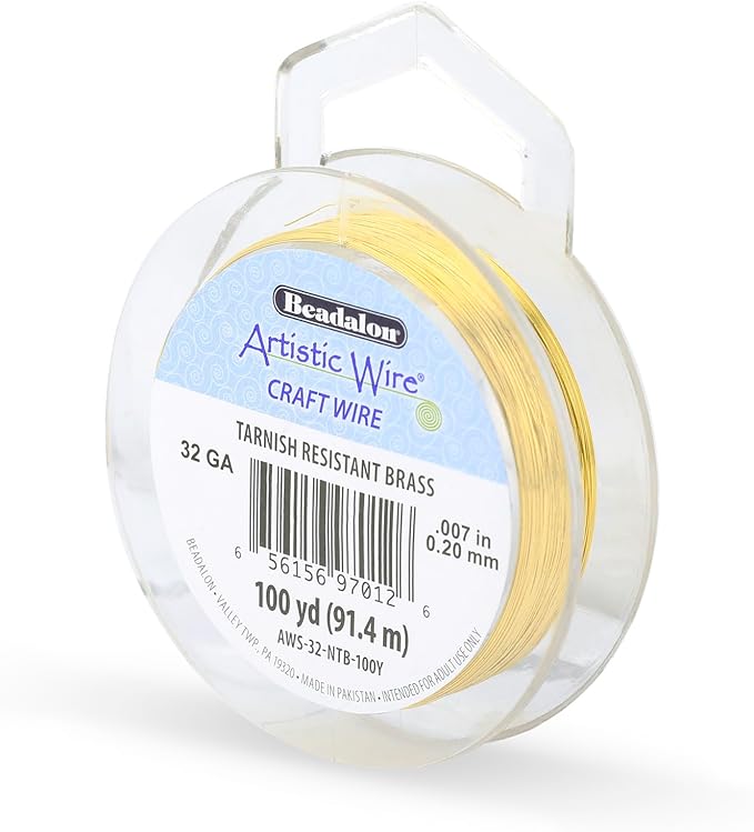 Artistic Wire, 32 Gauge Tarnish Resistant Brass Craft Wire, 100 yd
