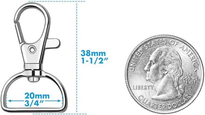 Key Chain Clip Hook, Anezus D Ring Clip Keychain Lanyard Swivel Snap Hooks Clip - Image 3