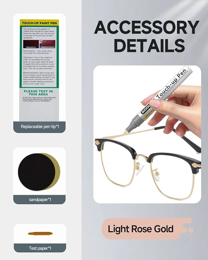 Light Gold Eyeglass Frame Touch Up Paint Pen, All-in-One Touch Up Kit - Image 7