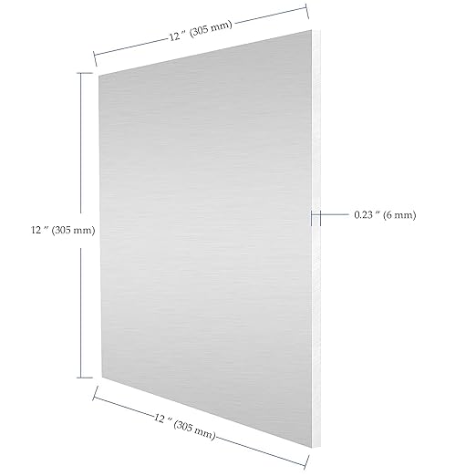 2 Pack 6061 12 x 12 x 1/4 Inch Aluminum Sheet, T6 Heavy Duty Flat Plain Multifunctional Metal Square Aluminum Plate Sheet for DIY Construction, Mechanical Workshop