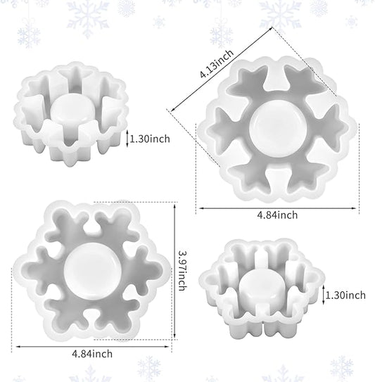 2PCS Christmas Resin Molds Snowflake Silicone Resin Mold for Tea Lights Epoxy Resin Mold for Home Table Decorations Xmas Decor