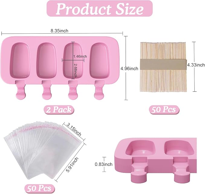 Ozera Silicone Popsicles Molds, 2 Pack Reusable Cake Pop Molds Popsicle Maker - Image 3