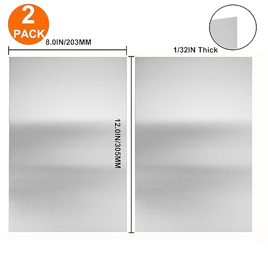 2Pcs 430 Stainless Steel Sheet Metal 8" x 12" x 1/32" Inch Metal Plates for Magnetic Mount Board Wall 20GA(0.80MM) 430 Stainless Steel Shim Stock Plates Metal Sheets for Crafting, Kitchen, Office