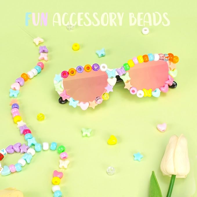 1000+PCS Assorted Pony Beads for Bracelets, 9mm Acrylic Rave Kandi Bead Bulk - Image 7