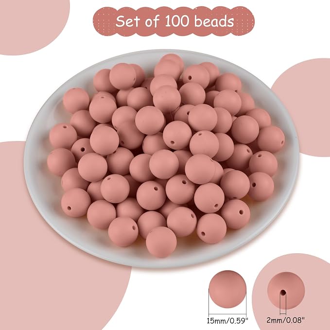 ASTARON 100 Pcs 15mm Silicone Beads - Image 2