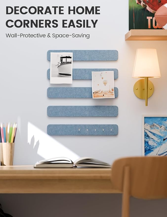 Fluxynara Cork Board Alternative Felt Strip Board 5-Pack 13"x2", Office Pin - Image 4