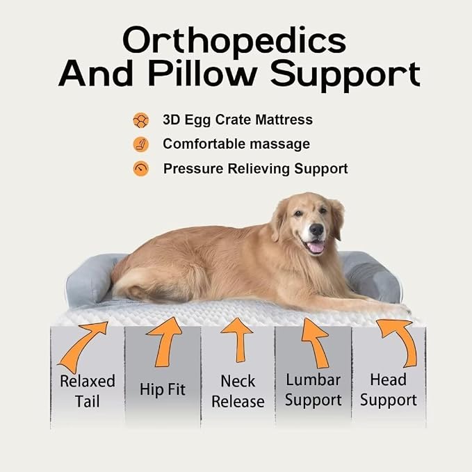 Large Dog Bed Orthopedic Washable, Big Large XXXLarge Dogs, Orthopedic Grey - Image 3