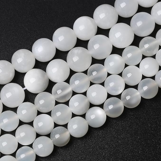 88pcs 4mm Natural White Moonstone Beads AAA Gemstone Round Loose Beads for Jewelry Making DIY Bracelets Necklaces Crystal Energy Healing Stone Beads 15" (4mm, White Moonstone)