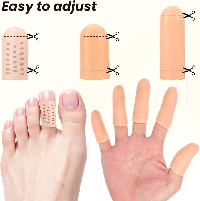 25 Pcs Gel Finger Cots 3 Style Silicone Finger Protectors Rubber Fingertips Protection Caps Cots Fingertip Bandages Band for Relief Cracked Fingers and Other Fingers Pain (Nude)