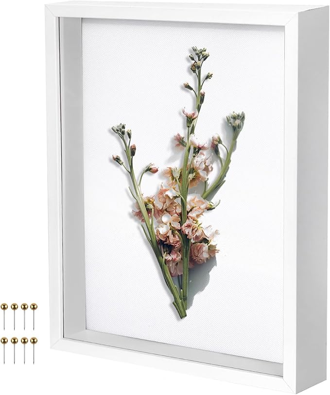 White 11x14 Shadow Box Display Frame, Premium Linen Backboard and Included by Unknown