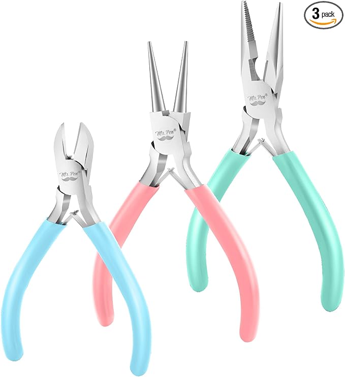 Mr. Pen- Pliers for Jewelry Making, 3 Pack, Chain Nose | Round Nose Pliers Set by MrPen