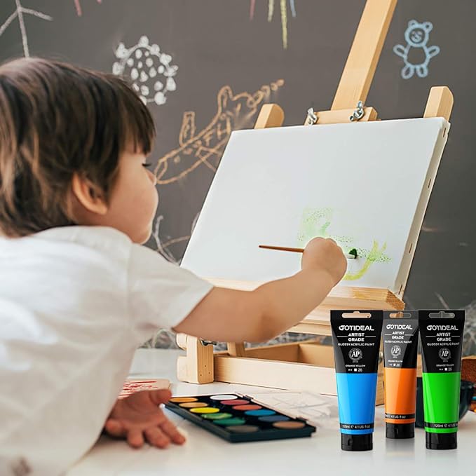 GOTIDEAL Acrylic Paint Cobalt Blue Tubes(120ml, 4.1 oz) Non Toxic Non Fading,Rich Pigments for Painters, Adults & Kids, Ideal for Canvas Wood Clay Fabric Ceramic Craft Supplies (Cobalt Blue)
