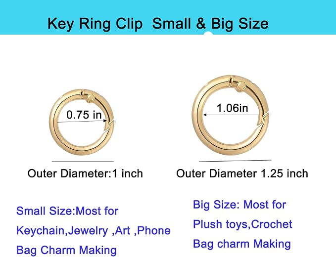 Round Carabiner Clip Bulk 20pcs 1.3 Inch Silver Circle Carabiner Key Ring Clips - Image 7