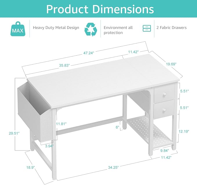 Lufeiya White Computer Desk - Image 3