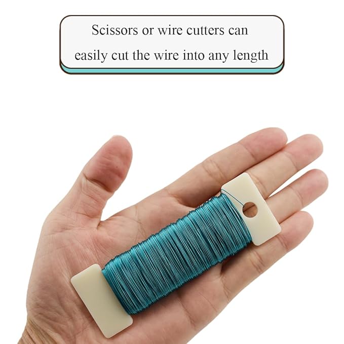 HAHIYO 26Gauge Blue Metal Floral Wire - 3 Rolls, 115 Yards (345 Feet) - Flexible Paddle Wire for Craft, Christmas Wreath, Flower Arrangement, Bouquet Wrapping, Wedding, DIY