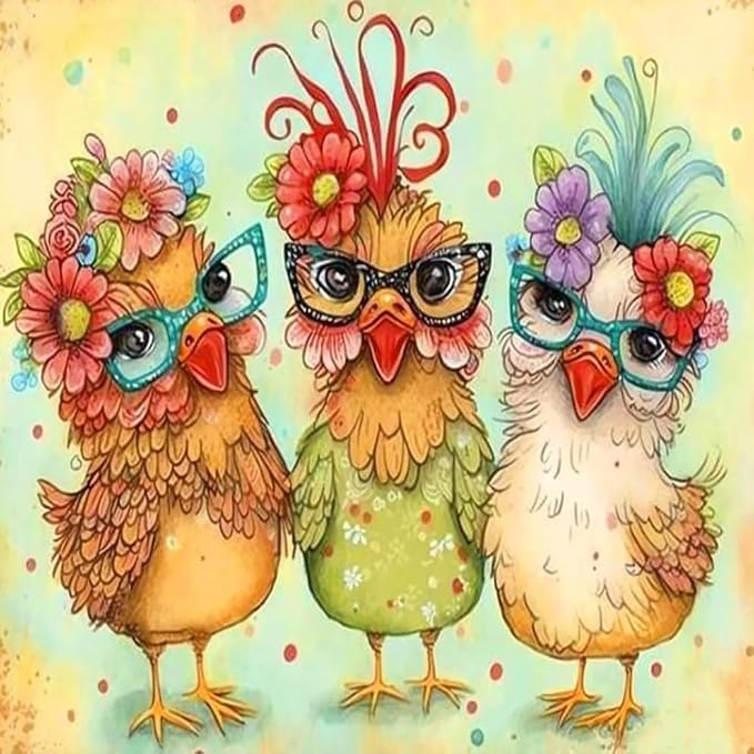 MBNTJHT Hen Chicken Stamped Cross Stitch Kits by MBNTJHT