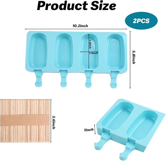Popsicles Molds, Reusable Silicone Ice Pop Cream Cakesicle Maker Mold 4 Cavities - Image 2