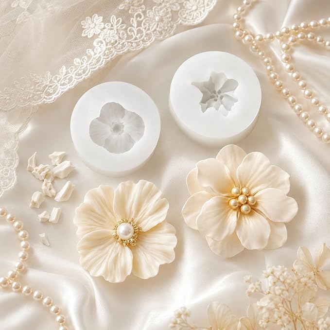 2 Pack 3D Flower Silicone Candle Molds Camellia Poppy - Image 8