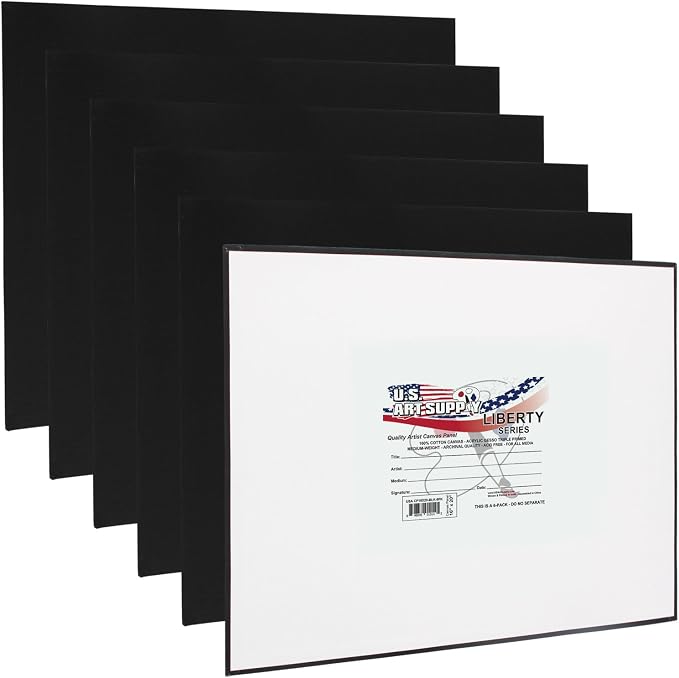 U.S. Art Supply 16 X 20 Inch Black Art Canvas Board Panels 6 Pack by USArtSupply