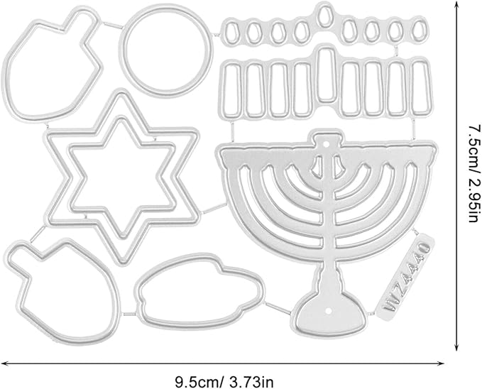 Hanukkah Metal Cutting Dies - Menorah Metal Cut Stencil for DIY Scrapbooking, Holiday Crafting, Decorative Album, and Card Making