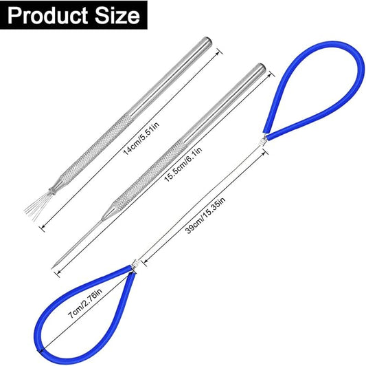 2 Pcs Clay Cutter Wires + 1 Clay Ceramic Needle + 1 Feather Wire Texture Detail Tools, Steel Cutters Wire Kit, Black & Blue Handle Cutting Off Pottery Wires Tools for Sculpting Artists Modeling Crafts