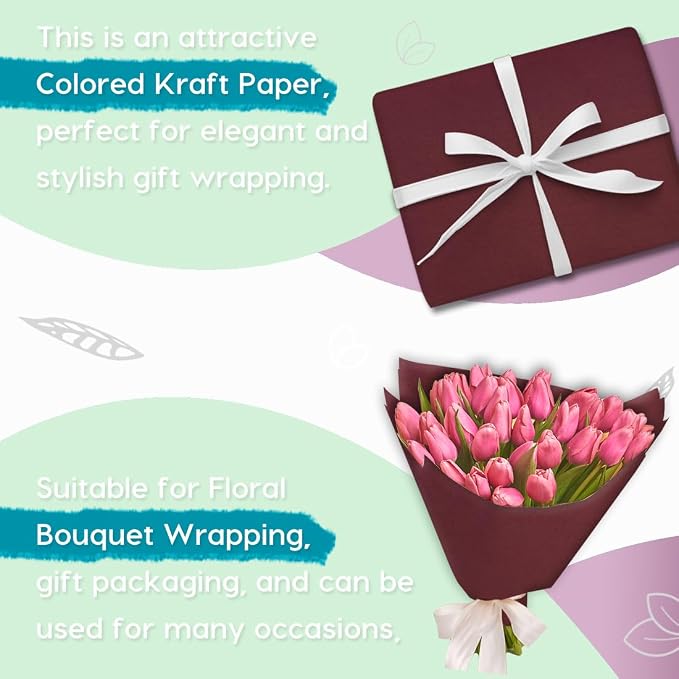 PerkHomy Wine Red Kraft Paper Roll 36" x 3 - Image 4