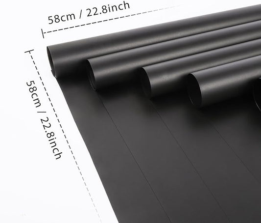 FUHITIM 20 Sheets Flower Wrapping Paper - Waterproof Floral Bouquet Packaging Paper for DIY Crafts，Florist Supplies Packaging Paper for Wedding Birthday Gift (Misty Black)