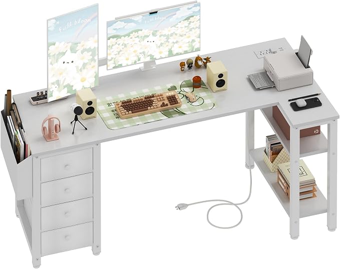 Lufeiya White L Shaped Desk by LUFEIYA
