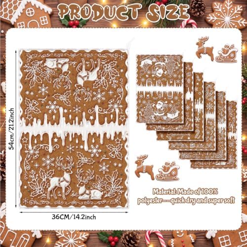 Redbaker 6 Pcs Gingerbread House Kitchen Towels Christmas Dish Towels - Image 2