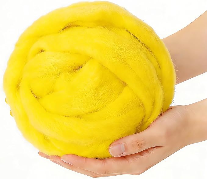 Felting Wool Cartoon Yellow, 3.4oz Needle Felting Wool, Beginner Needle Felting by %22VNAKER%22+Flagship
