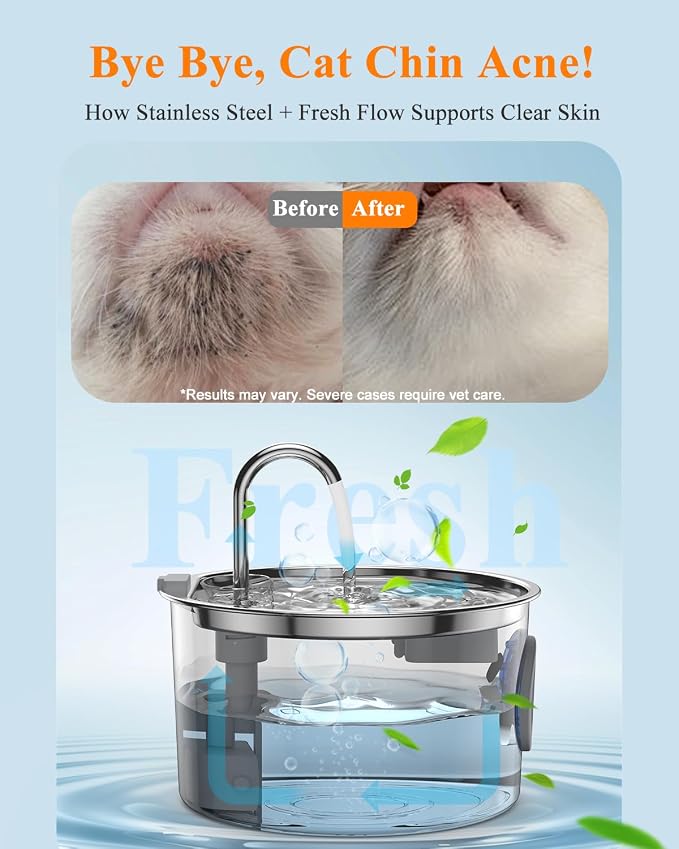 Cat Water Fountain Stainless Steel, 3.2L/108oz Automatic Pet Drinking Dispenser - Image 5