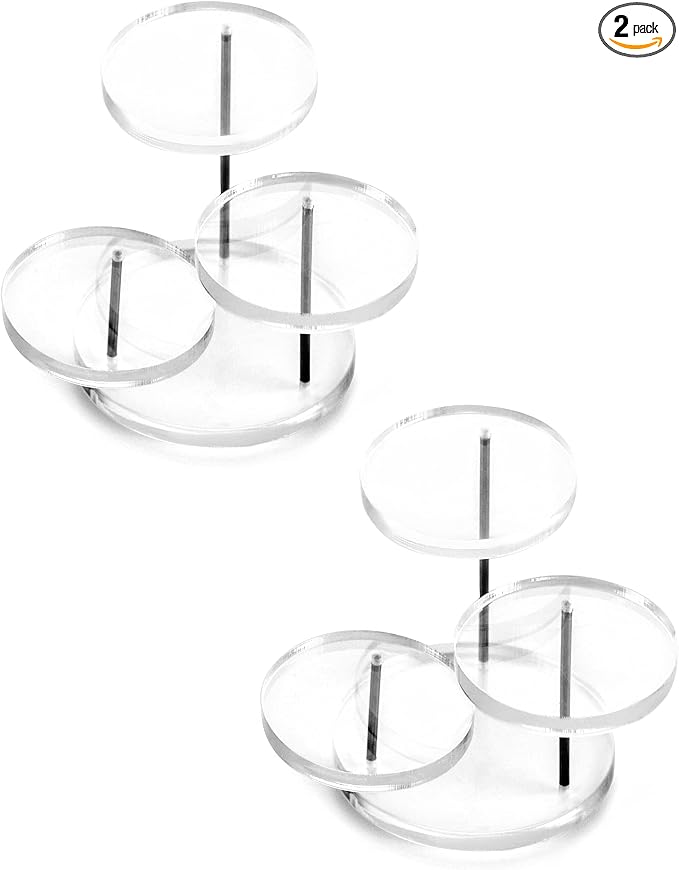QWORK Round Acrylic Products Display Riser Stands, 3 Tier Jewelry Display Stands by QWORK