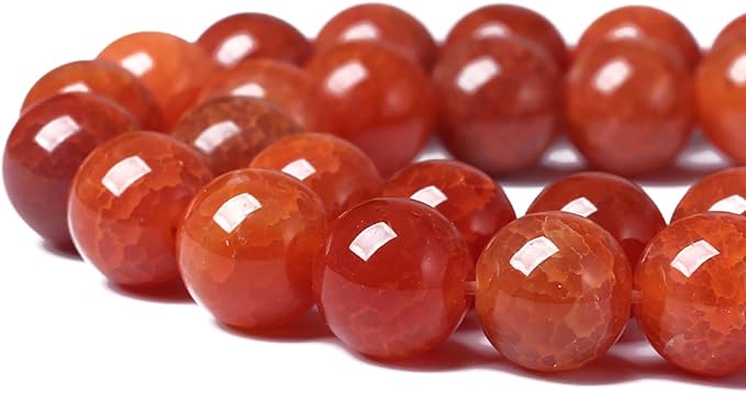 10mm 36pcs Natural Red Dragon Vein Agate Stone Beads for Jewelry Making Energy Healing Round Beads DIY Bracelet Necklace Accessories 15" (10mm, Red Dragon Vein Agate)