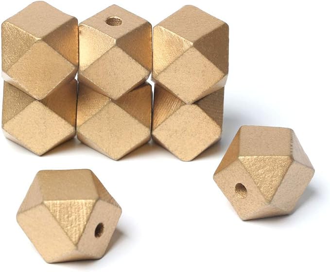 20mm Golden Wooden Geometric Beads by woodeni