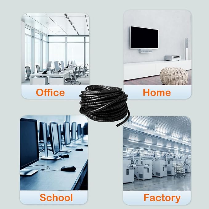 Spiral Cable Wrap - 20 Ft 1/2" Spiral Wire Wrap Cord Covers Bundle Sleeve Hose - Image 7