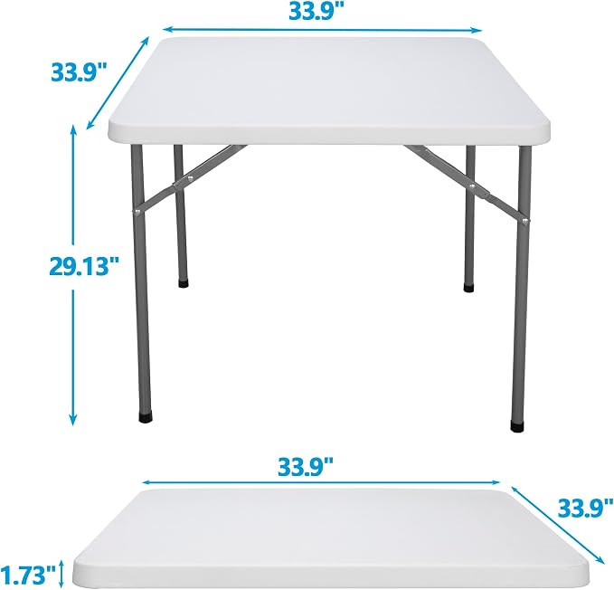 SUPER DEAL 33 Inch Folding Card Table, Indoor Outdoor Portable Plastic Kitchen - Image 2