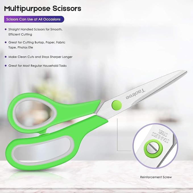 Scissors Bulk Set of 6-Pack, Taotree 8"Scissors All Purpose Heavy Duty | Sharp - Image 5