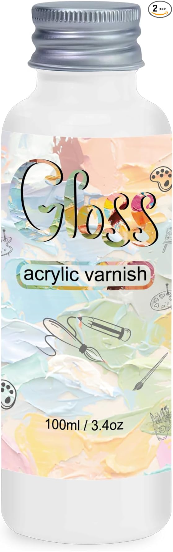 Gloss Varnish for Acrylic Painting, 100ml Clear Acrylic Varnish Gloss Keeps Paintings from Yellowing, Cracking, Maintains Permanent Color