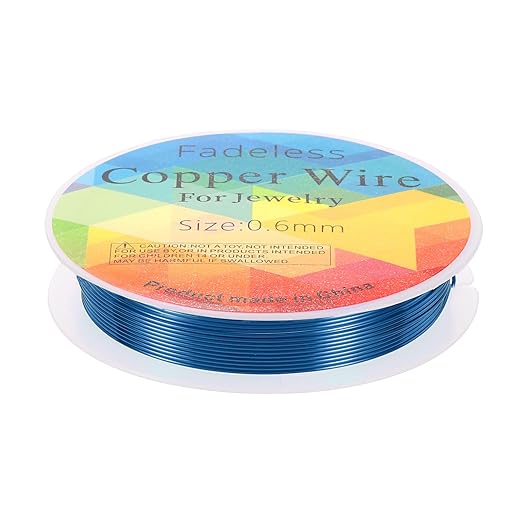 HARFINGTON 13ft Jewelry Wire, 22 Gauge (0.6mm) Brass Craft Soft Metal Tarnish Resistant Copper Beading Wire for Jewelry Making Supplies Crafting, Blue