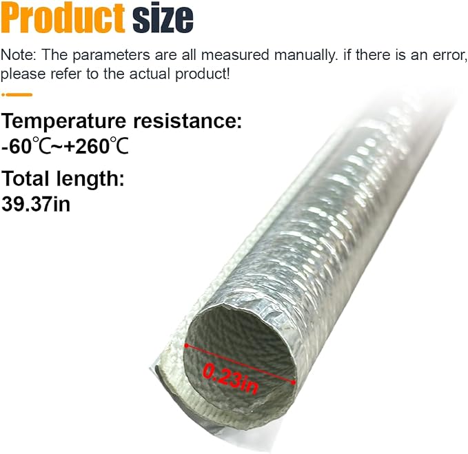 6mm - 1/4" Self Closed Aluminized Heat Shield Sleeve - 39" High Temp Heat - Image 2
