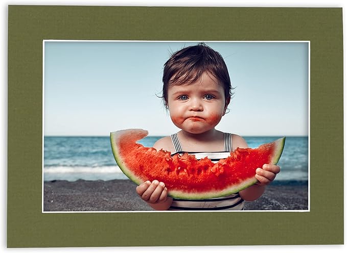 11x14 Mat for 8.5x11 Photo - Precut Dill Green Picture Matboard for Frames 11 x 14 Inches - Bevel Cut to Display Art 8.5 x 11 Inches - Acid Free Pack of 25 MATS with Backing Boards & Clear Bags