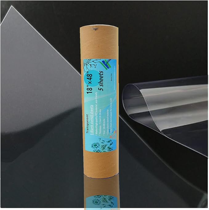 BANLTRE 18"x48" 5 Pieces Clear Blank Stencil Acetate Mylar for Craft,Silhouette Vinyl Cutting – Craft Material Making Sheets