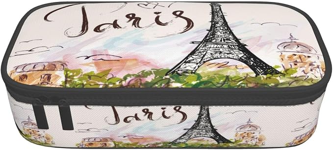 Paris Romantic Eiffel Tower Pencil Case Organizer Big Capacity Pencil Pouch - Image 9