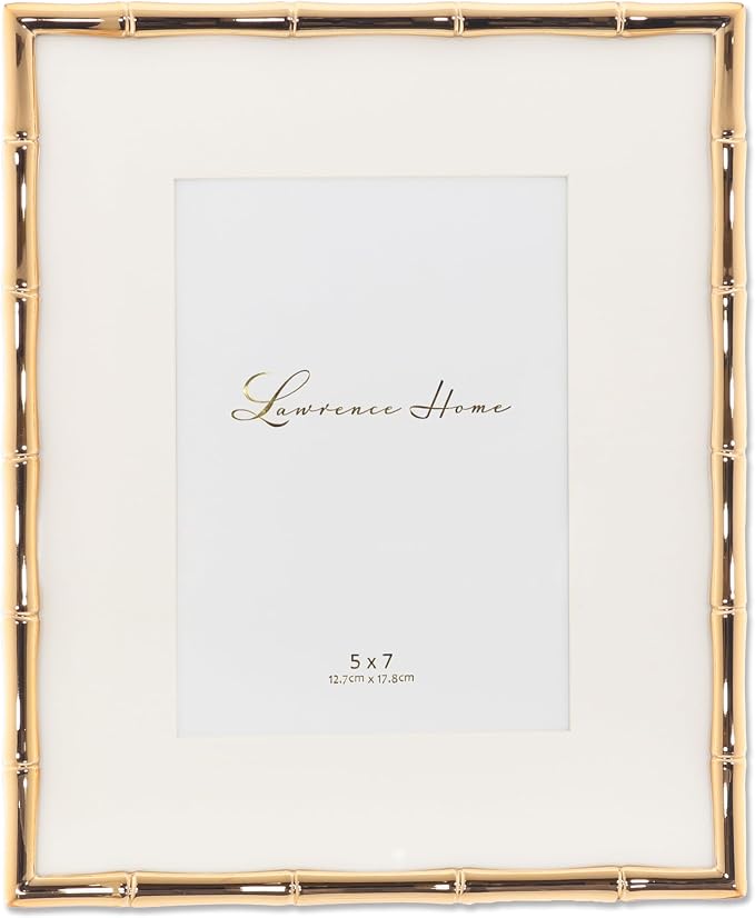 Lawrence Frames Bamboo Design Metal Frame, Matted 5x7 by LawrenceFrames