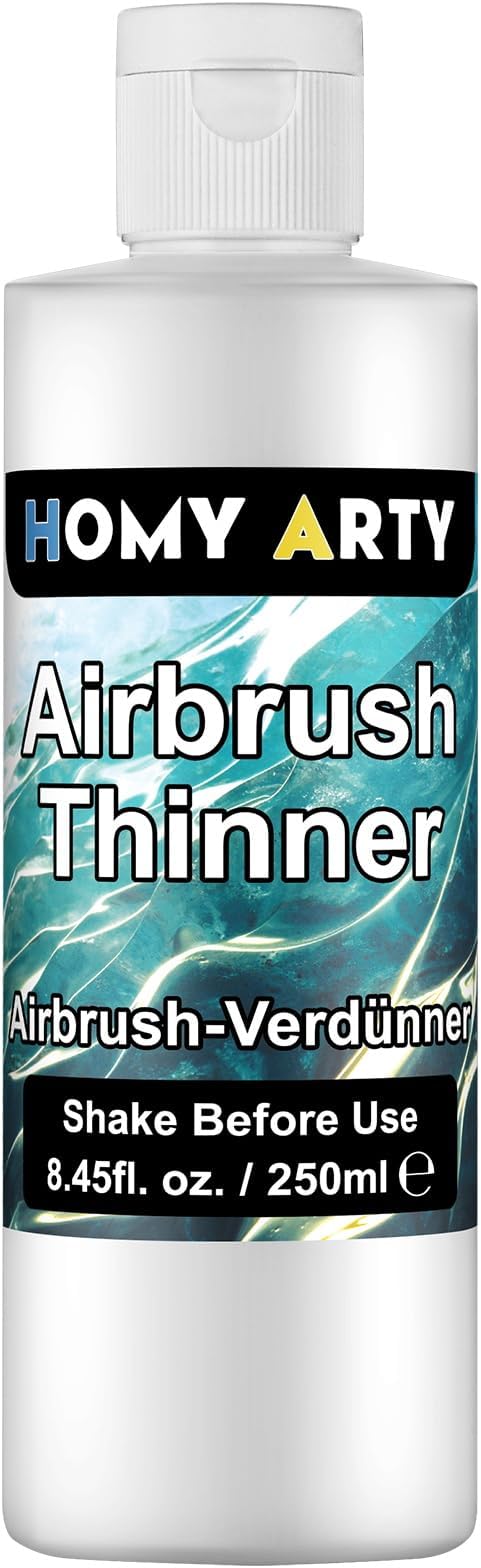 HOMY ARTY Airbrush Thinner - 8.45 Fl Oz, Water-Based Acrylic Paint Thinner, to Improve Color Flow for Shoes, Clothes, Metal and Plastic Models