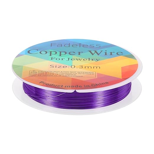 HARFINGTON 49ft Jewelry Wire, 28 Gauge (0.3mm) Brass Craft Soft Metal Tarnish Resistant Copper Beading Wire for Jewelry Making Supplies Crafting, Purple