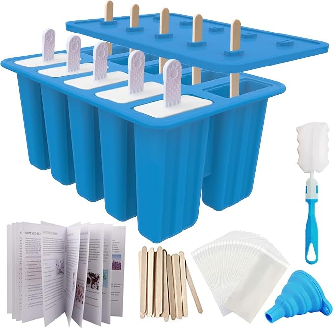 Miaowoof Homemade Popsicle Molds, 10-Cav Non-BPA Silicone Ice Pop Maker by Miaowoof